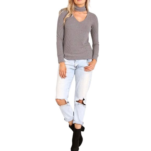 Revolve LNA Detached Turtleneck Long Sleeve Lightweight Sweater Top Gray Large - Picture 2 of 16